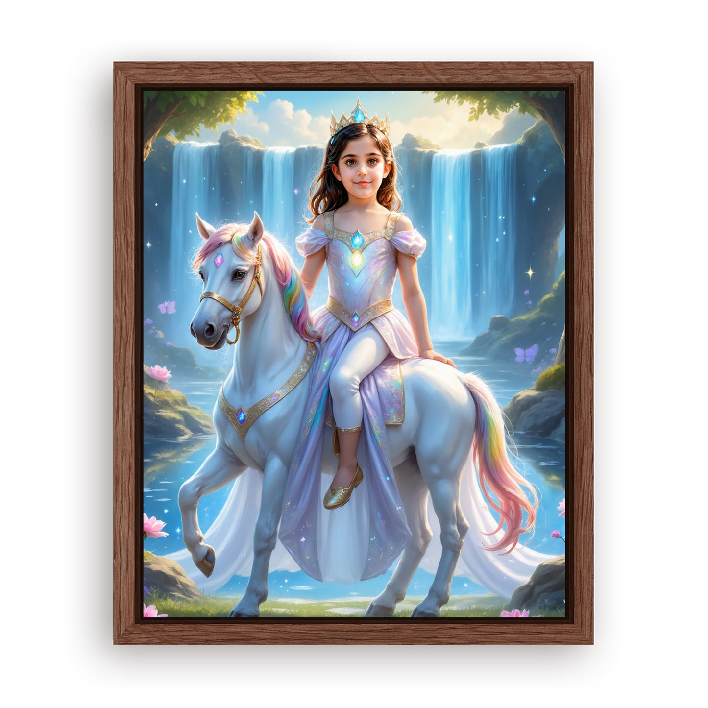 Save 33% When You Add A Frame To Your 18x24 'The Unicorn Rider Princess' Canvas Now