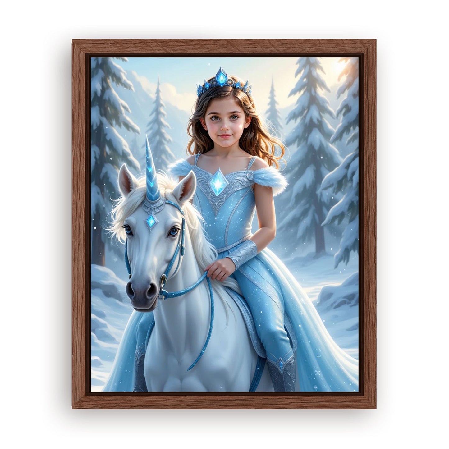 Save 40% When You Add A Frame To Your 10x08 'The Ice Unicorn Princess' Canvas Now