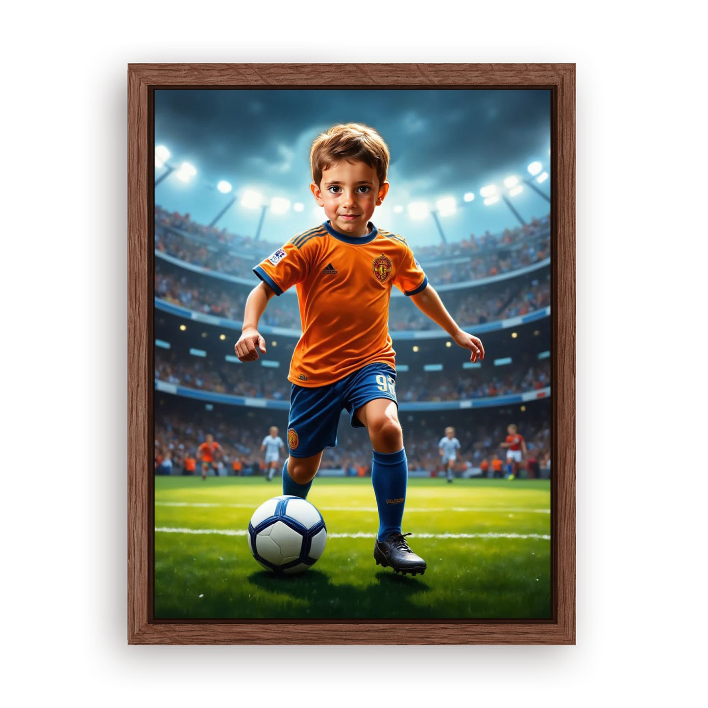 Save 33% When You Add A Frame To Your 12x16 'The Soccer Star' Canvas Now