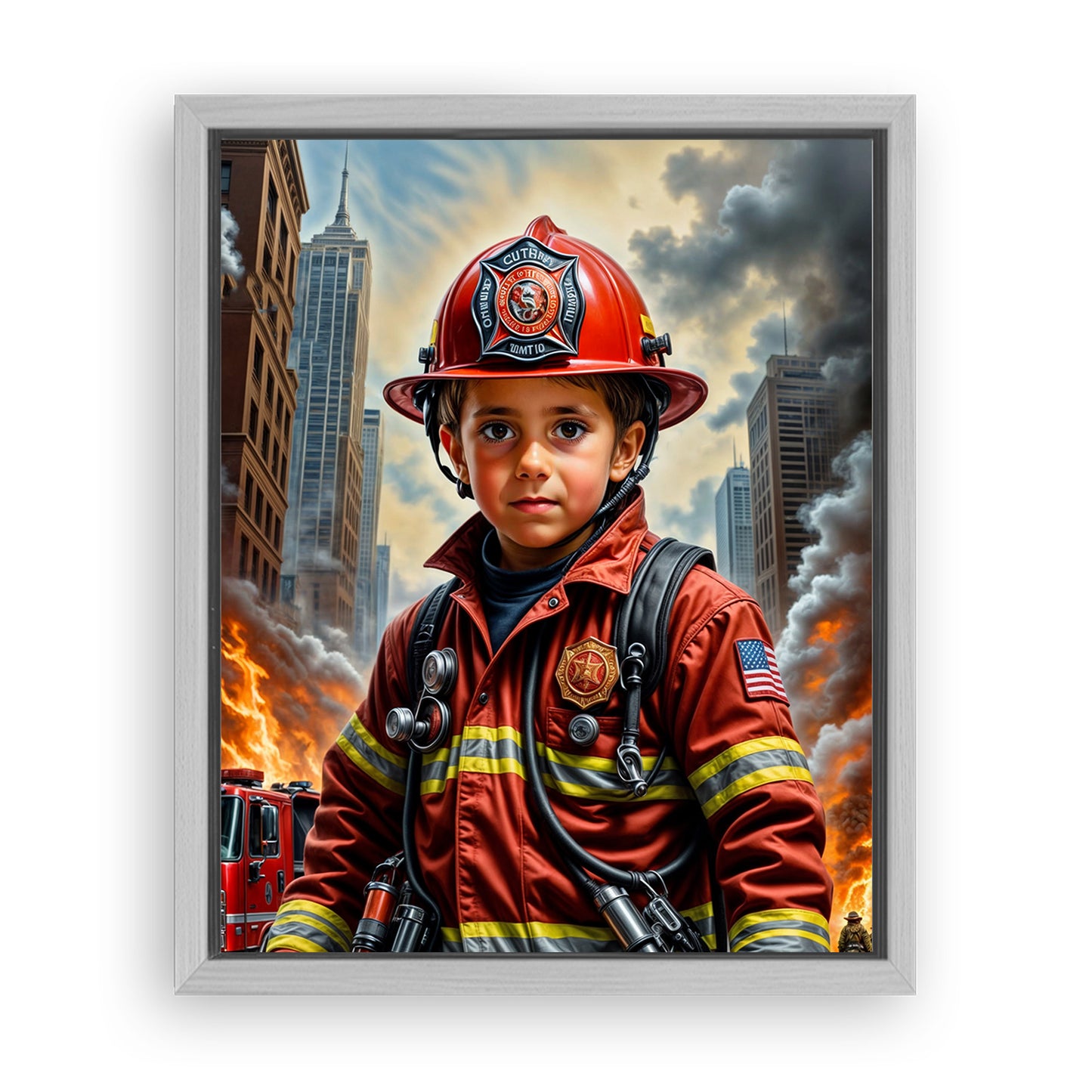 Make Your 10x08 Inches 'The Firefighter Hero' Canvas Even More Special, Add a Beautiful Premium Frame & Make It Truly Gift-Ready!
