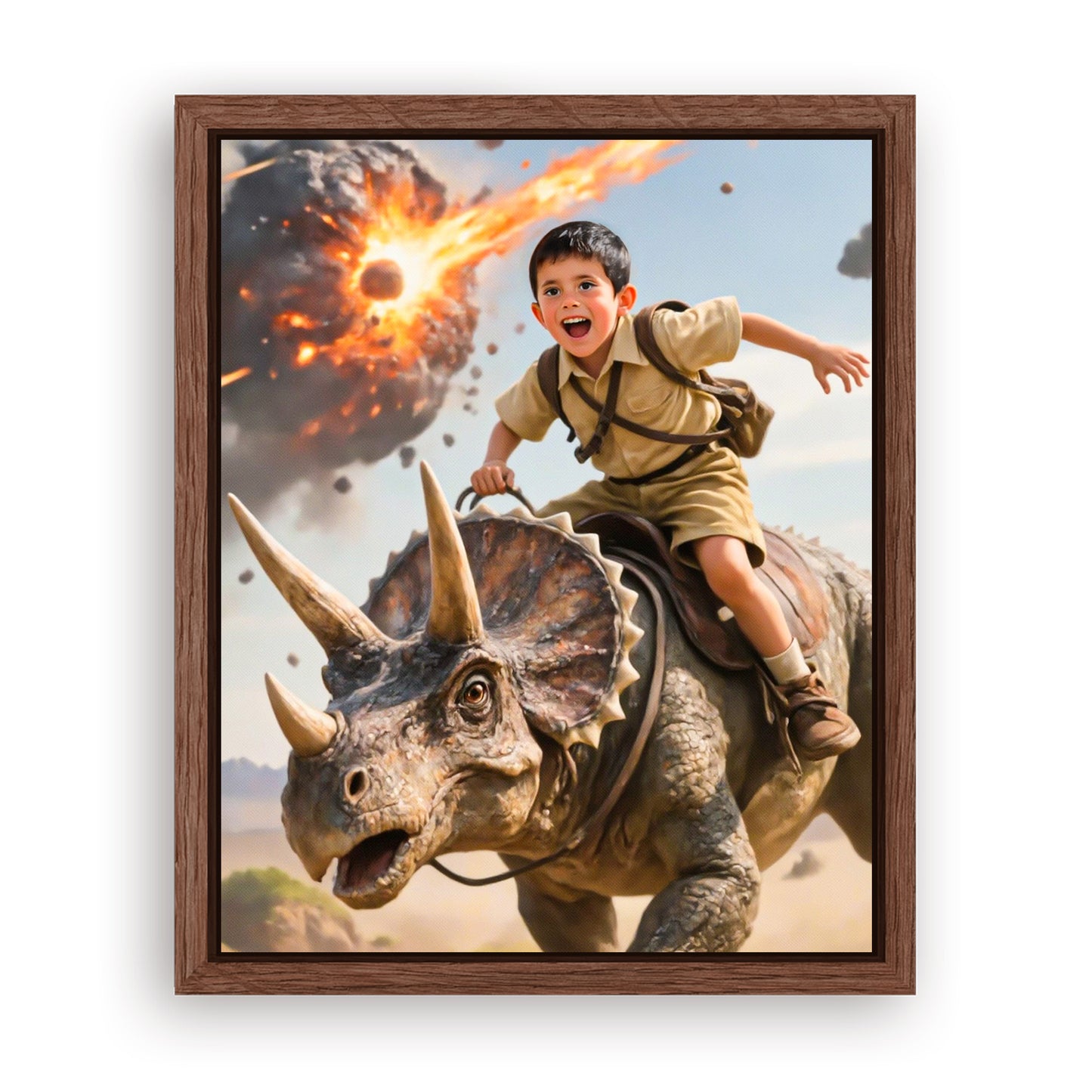 Make Your 16x20 Inches 'The Triceratops Patrol' Canvas Even More Special, Add a Beautiful Premium Frame & Make It Truly Gift-Ready!