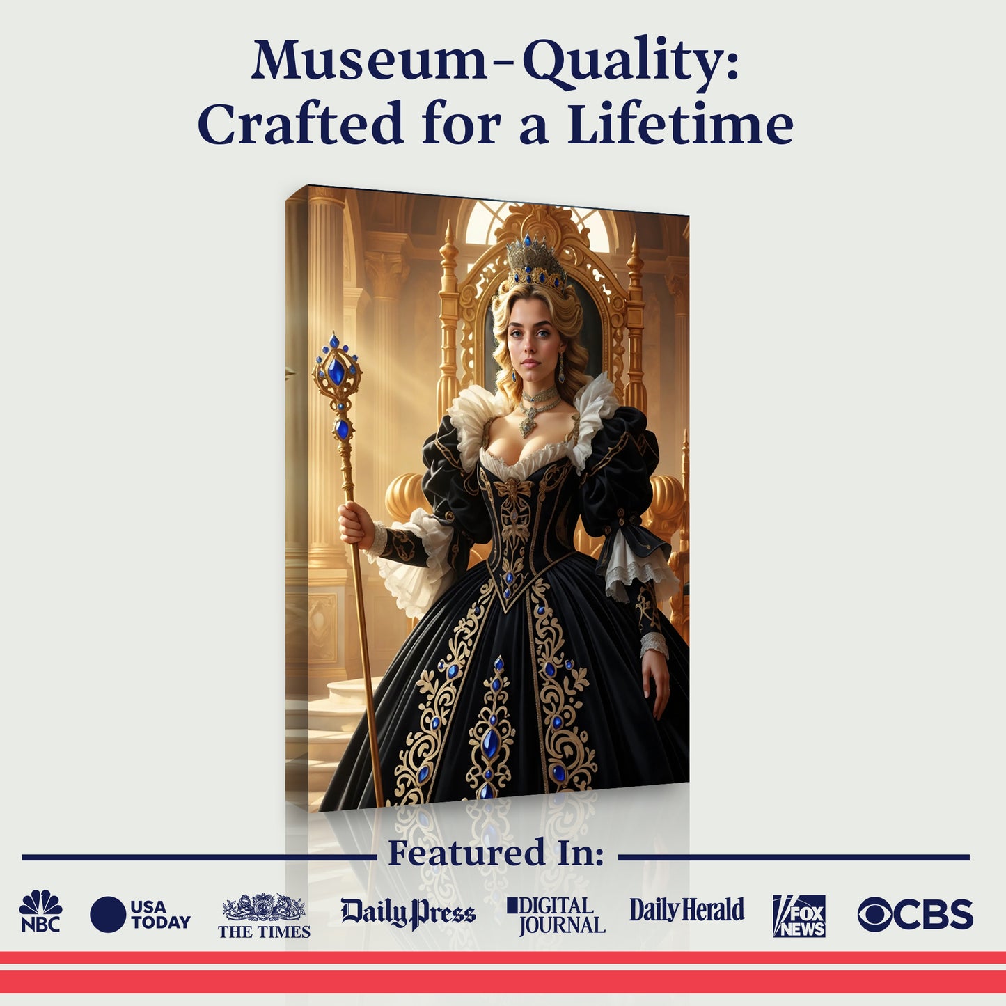 The Queen in Regal Black and Gold