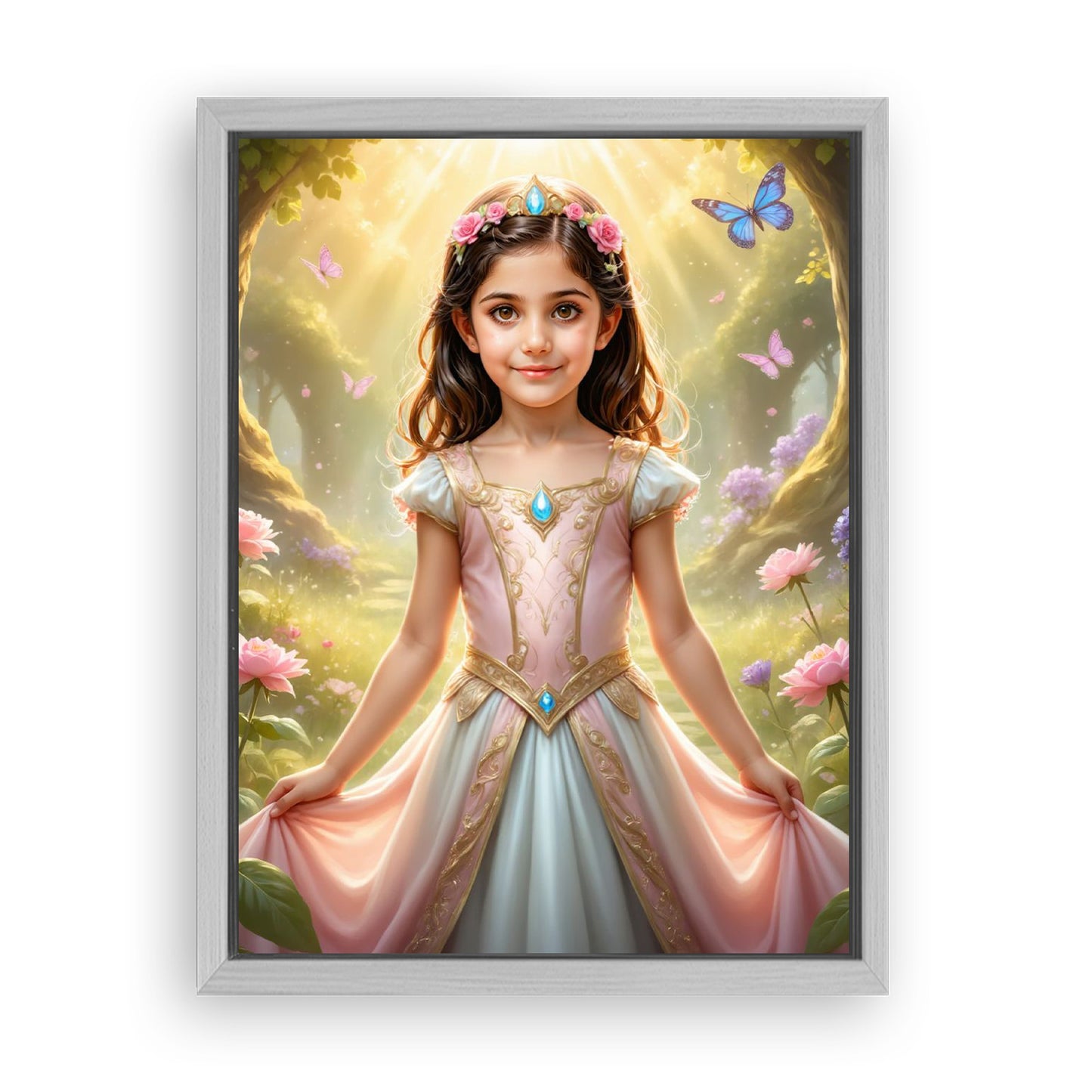 Save 33% When You Add A Frame To Your 12x16 'The Spring Flower Princess' Canvas Now
