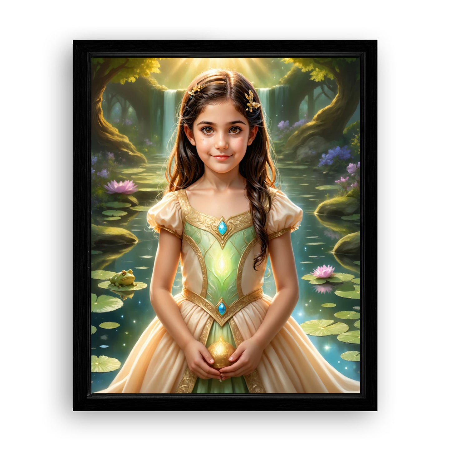 Save 33% When You Add A Frame To Your 10x08 'The Frog Princess by the Pond' Canvas Now