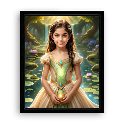 Save 33% When You Add A Frame To Your 16x20 'The Frog Princess by the Pond' Canvas Now