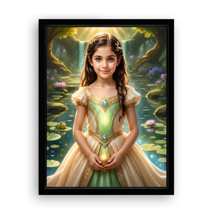 Save 33% When You Add A Frame To Your 18x24 'The Frog Princess by the Pond' Canvas Now