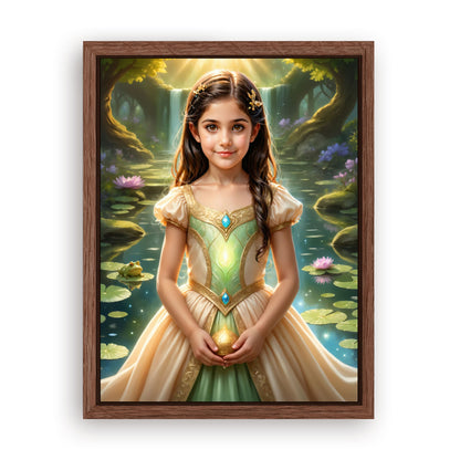 Save 33% When You Add A Frame To Your 18x24 'The Frog Princess by the Pond' Canvas Now