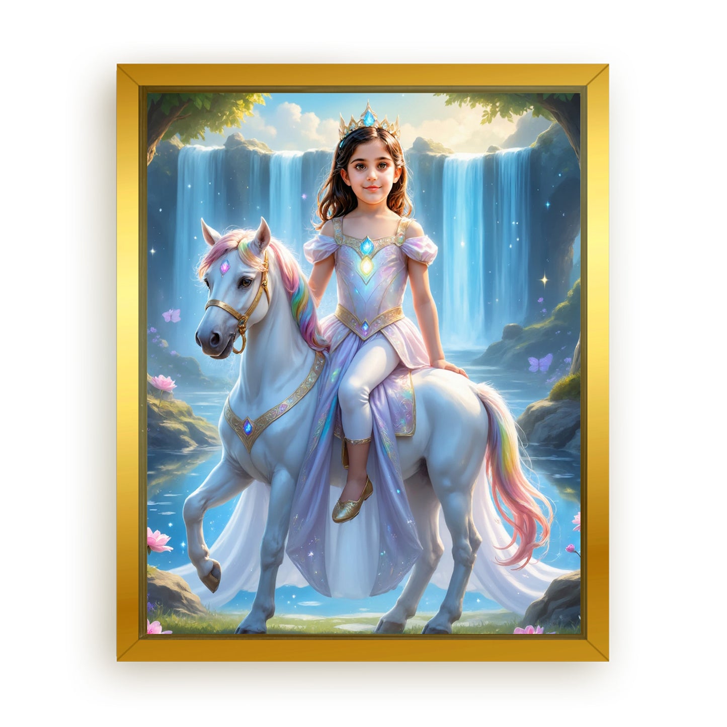 Save 33% When You Add A Frame To Your 10x08 'The Unicorn Rider Princess' Canvas Now