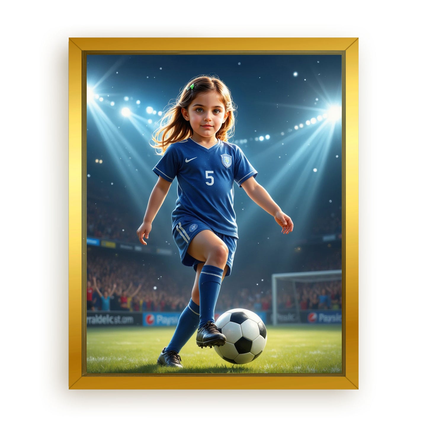 Save 33% When You Add A Frame To Your 16x20 'The Soccer Striker' Canvas Now