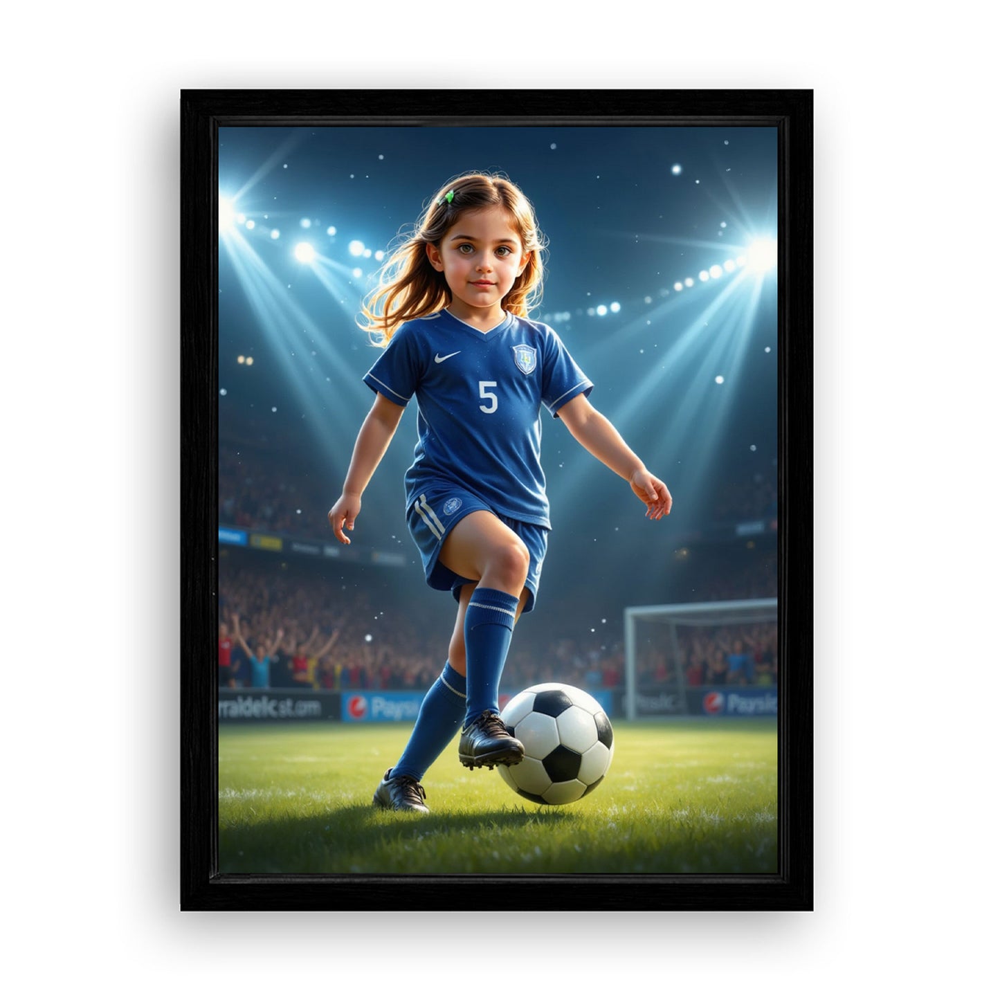 Save 33% When You Add A Frame To Your 12x16 'The Soccer Striker' Canvas Now
