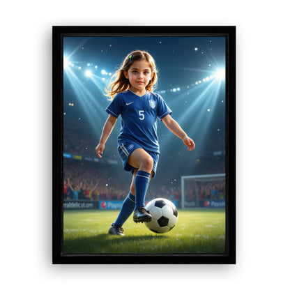 Save 33% When You Add A Frame To Your 18x24 'The Soccer Striker' Canvas Now