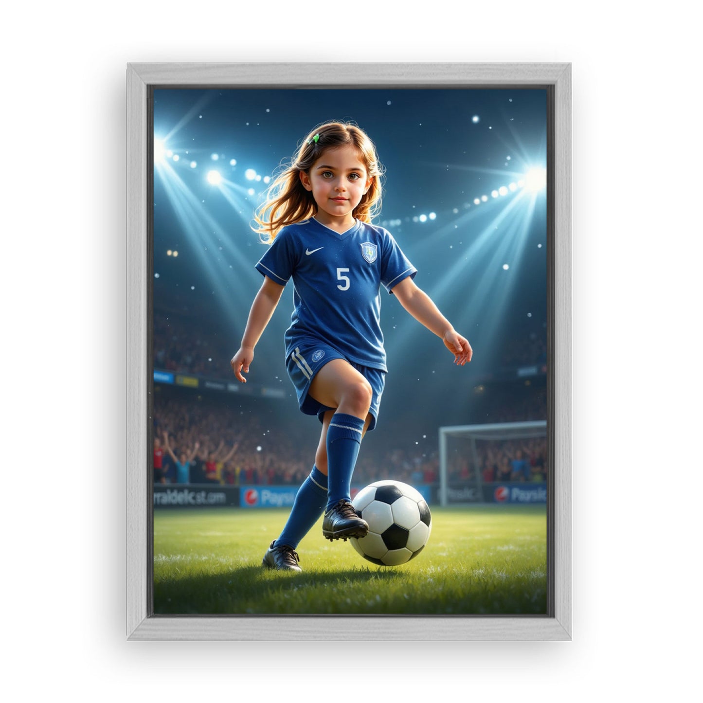 Save 33% When You Add A Frame To Your 18x24 'The Soccer Striker' Canvas Now