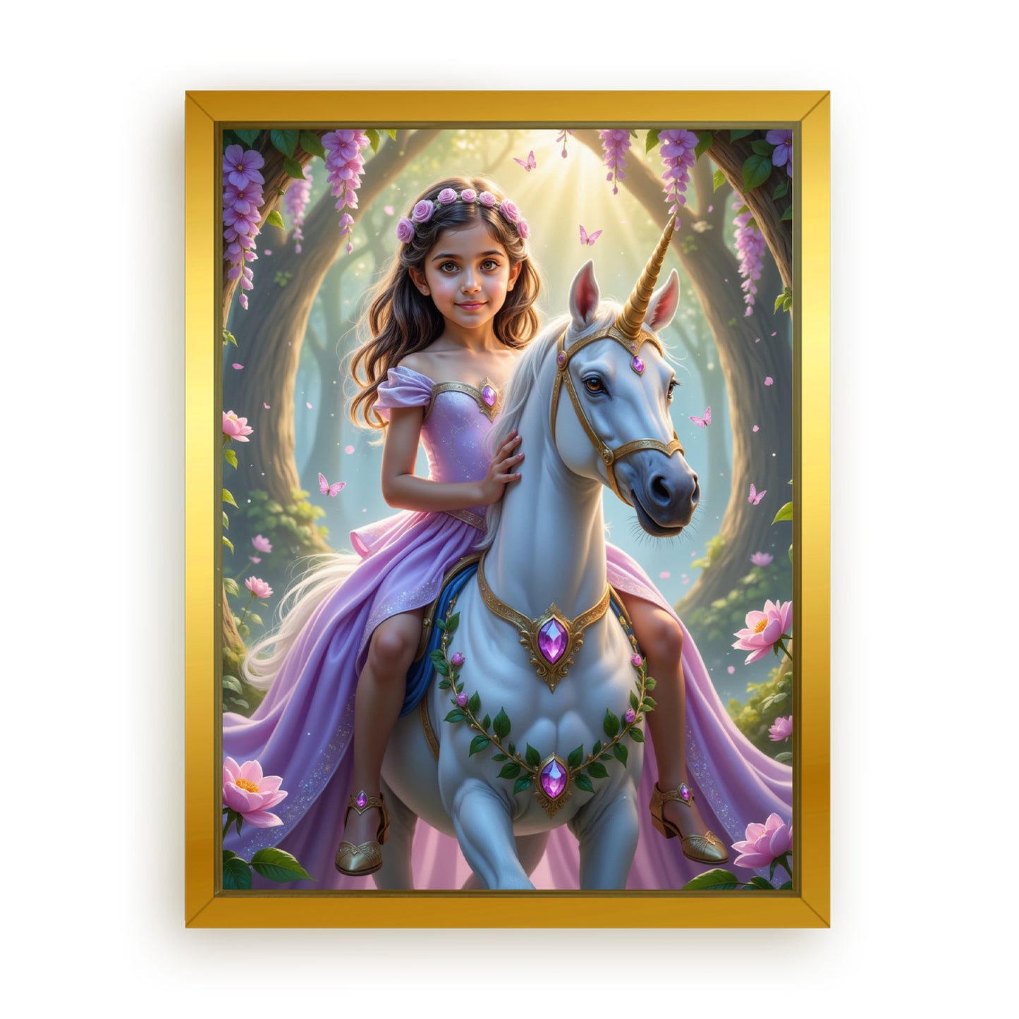 Save 33% When You Add A Frame To Your 12x16 'The Unicorn Princess' Canvas Now