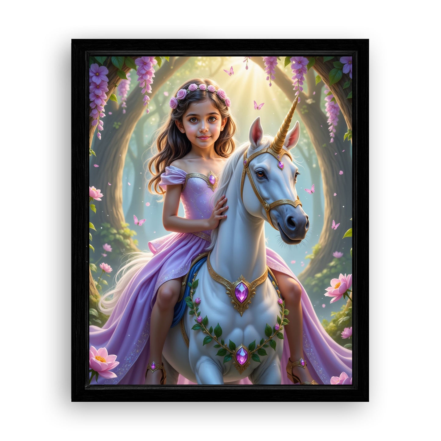 Save 33% When You Add A Frame To Your 10x08 'The Unicorn Princess' Canvas Now