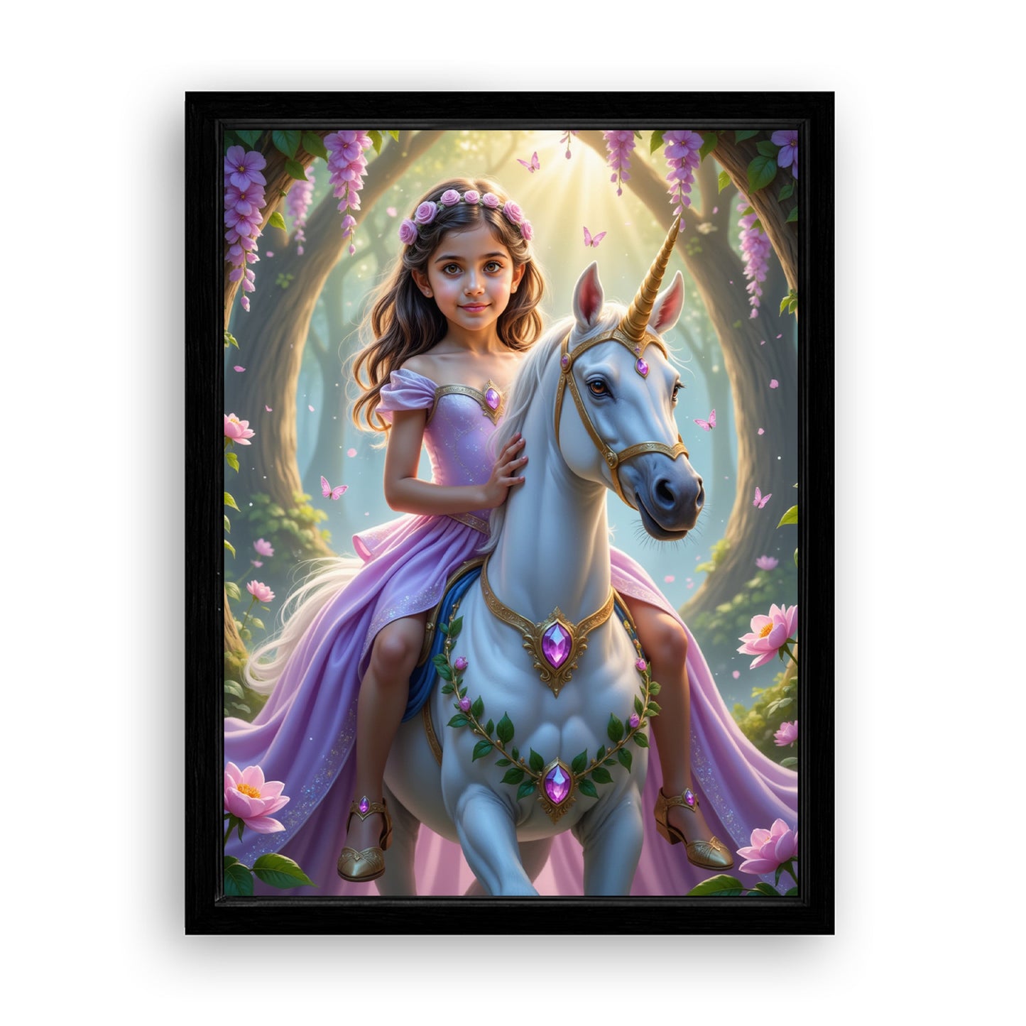 Save 33% When You Add A Frame To Your 12x16 'The Unicorn Princess' Canvas Now
