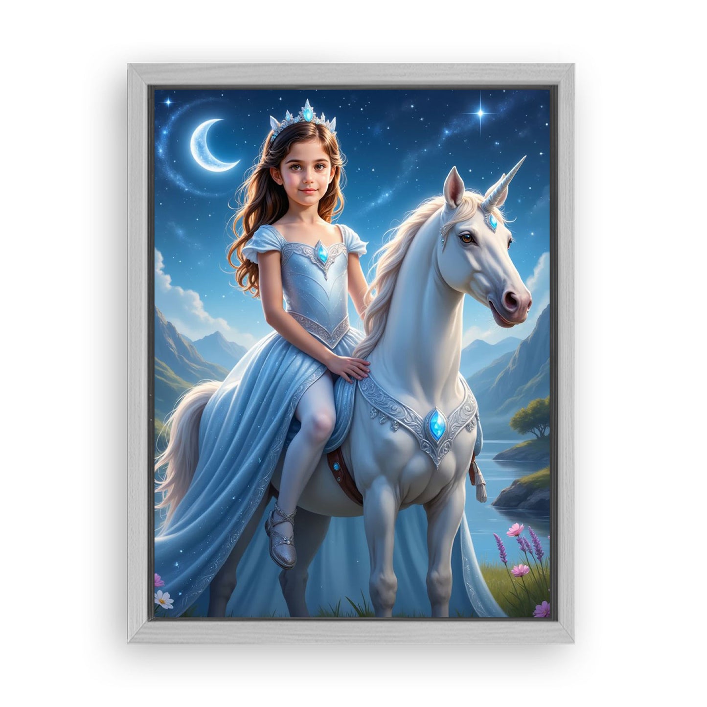Save 33% When You Add A Frame To Your 18x24 'The Star Galaxy Unicorn Princess' Canvas Now