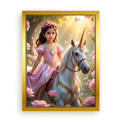 Save 33% When You Add A Frame To Your 12x16 'The Roselight Unicorn Princess' Canvas Now