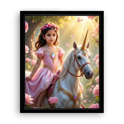 Save 40% When You Add A Frame To Your 10x08 'The Roselight Unicorn Princess' Canvas Now