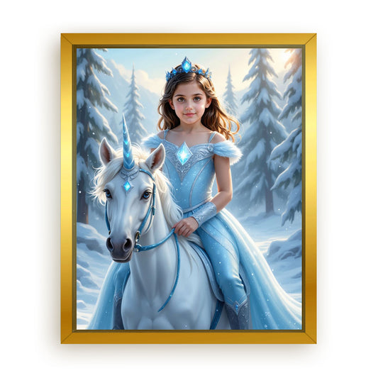 Save 40% When You Add A Frame To Your 10x08 'The Ice Unicorn Princess' Canvas Now