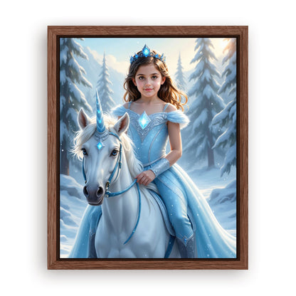 Save 40% When You Add A Frame To Your 10x08 'The Ice Unicorn Princess' Canvas Now