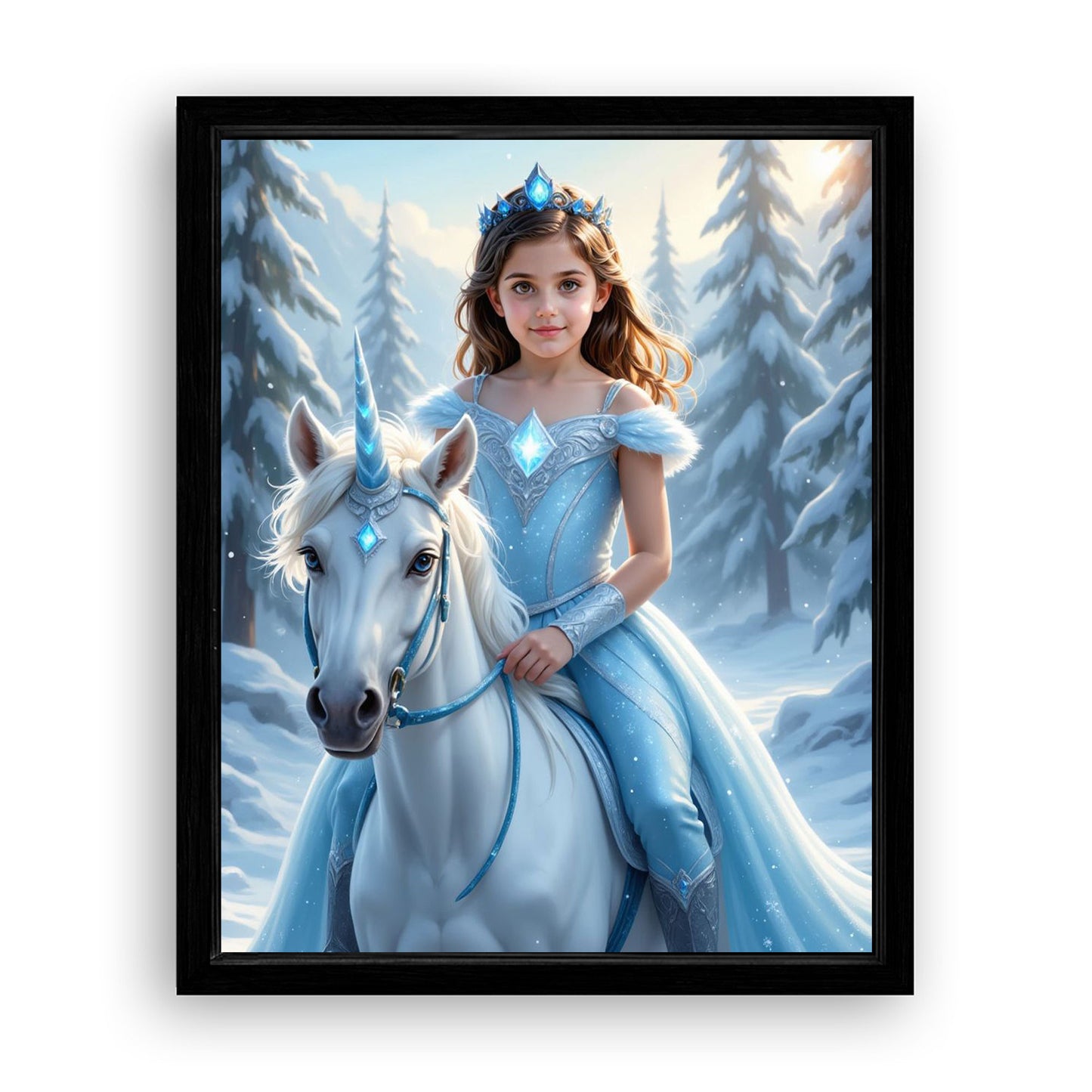 Save 40% When You Add A Frame To Your 10x08 'The Ice Unicorn Princess' Canvas Now