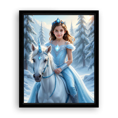 Save 40% When You Add A Frame To Your 10x08 'The Ice Unicorn Princess' Canvas Now