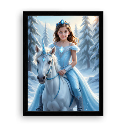 Save 40% When You Add A Frame To Your 12x16 'The Ice Unicorn Princess' Canvas Now