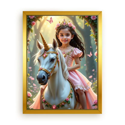 Make Your 12x16 Inches 'The Enchanted Unicorn Princess ' Canvas Even More Special, Add a Beautiful Premium Frame & Make It Truly Gift-Ready!