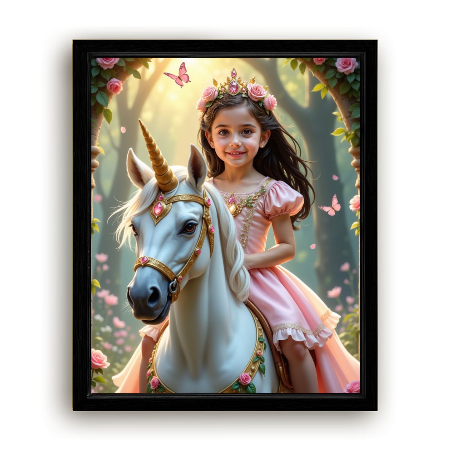 Save 40% When You Add A Frame To Your 10x08 'The Enchanted Unicorn Princess' Canvas Now