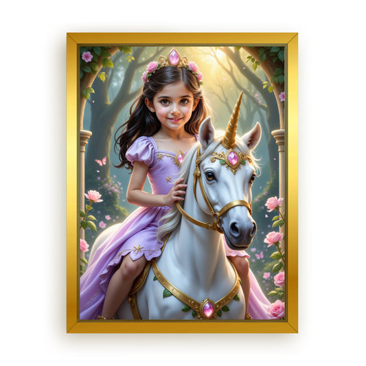 Save 40% When You Add A Frame To Your 12x16 'The Rose Blossom Unicorn Princess' Canvas Now