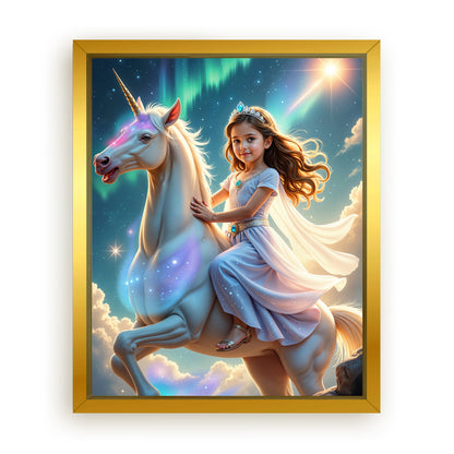 Save 33% When You Add A Frame To Your 16x20 'The Aurora Unicorn Princess' Canvas Now