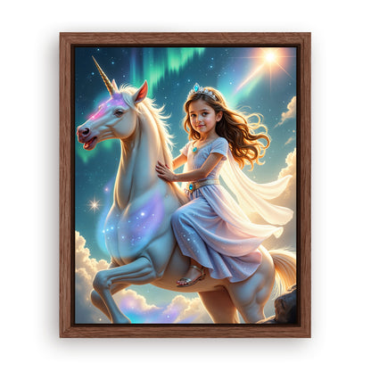 Save 33% When You Add A Frame To Your 10x08 'The Aurora Unicorn Princess' Canvas Now