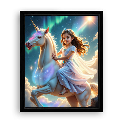 Save 33% When You Add A Frame To Your 10x08 'The Aurora Unicorn Princess' Canvas Now