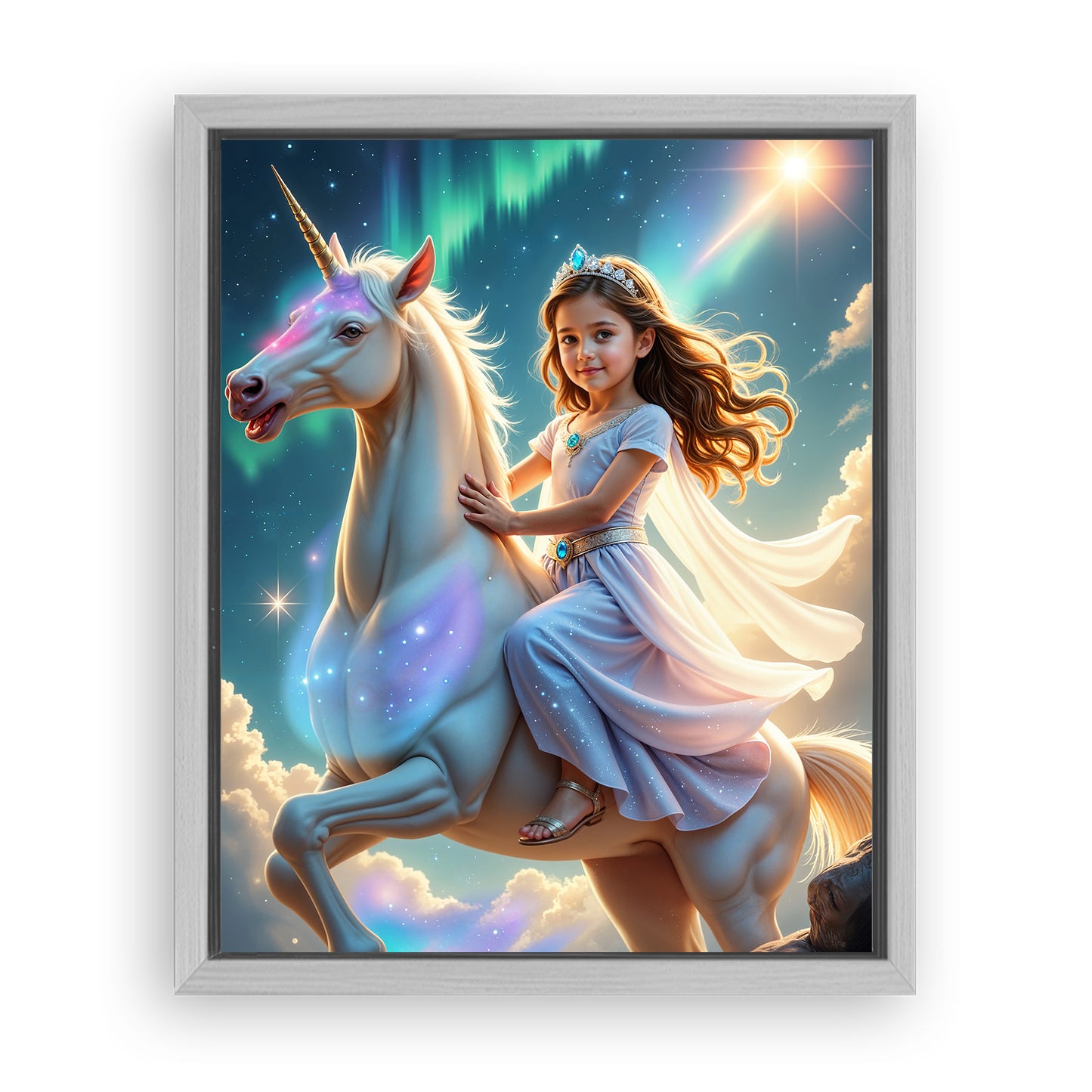 Save 33% When You Add A Frame To Your 10x08 'The Aurora Unicorn Princess' Canvas Now