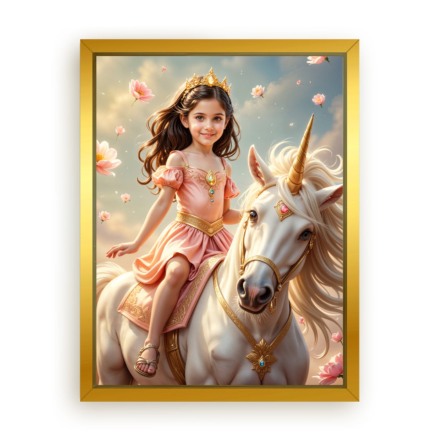 Save 33% When You Add A Frame To Your 12x16 'The Soft Bloom Unicorn Princess' Canvas Now