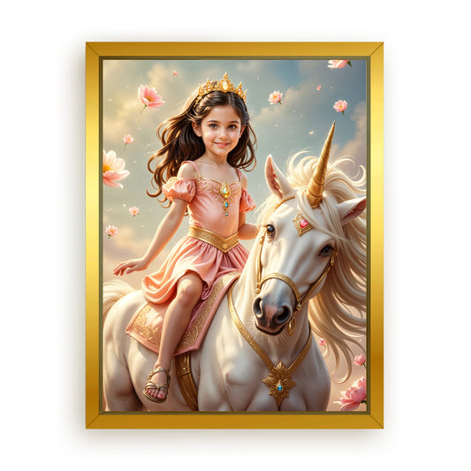 Save 33% When You Add A Frame To Your 12x16 'The Soft Bloom Unicorn Princess' Canvas Now