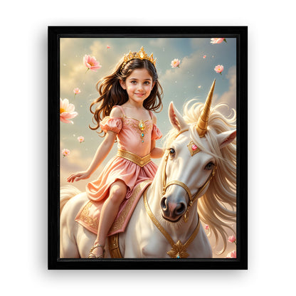 Save 33% When You Add A Frame To Your 10x08 'The Soft Bloom Unicorn Princess' Canvas Now