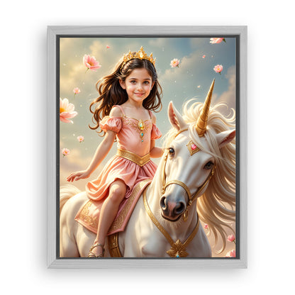 Save 33% When You Add A Frame To Your 10x08 'The Soft Bloom Unicorn Princess' Canvas Now