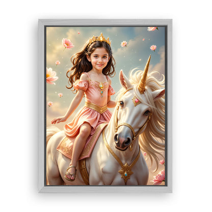 Save 33% When You Add A Frame To Your 12x16 'The Soft Bloom Unicorn Princess' Canvas Now
