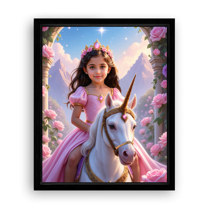 Save 33% When You Add A Frame To Your 16x20 'The Majestic Blossom Unicorn Princess' Canvas Now