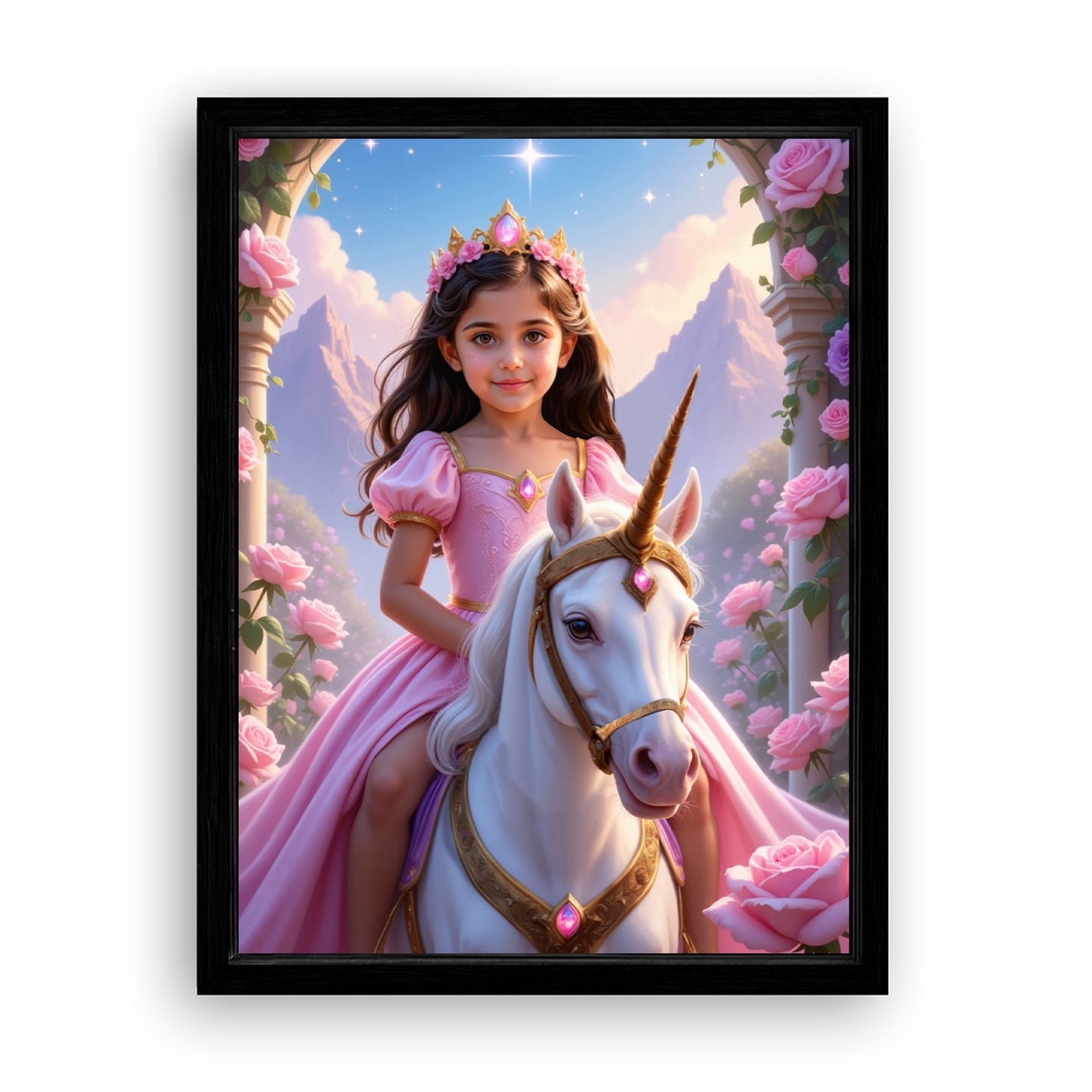Save 33% When You Add A Frame To Your 12x16 'The Majestic Blossom Unicorn Princess' Canvas Now