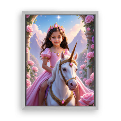 Save 33% When You Add A Frame To Your 12x16 'The Majestic Blossom Unicorn Princess' Canvas Now