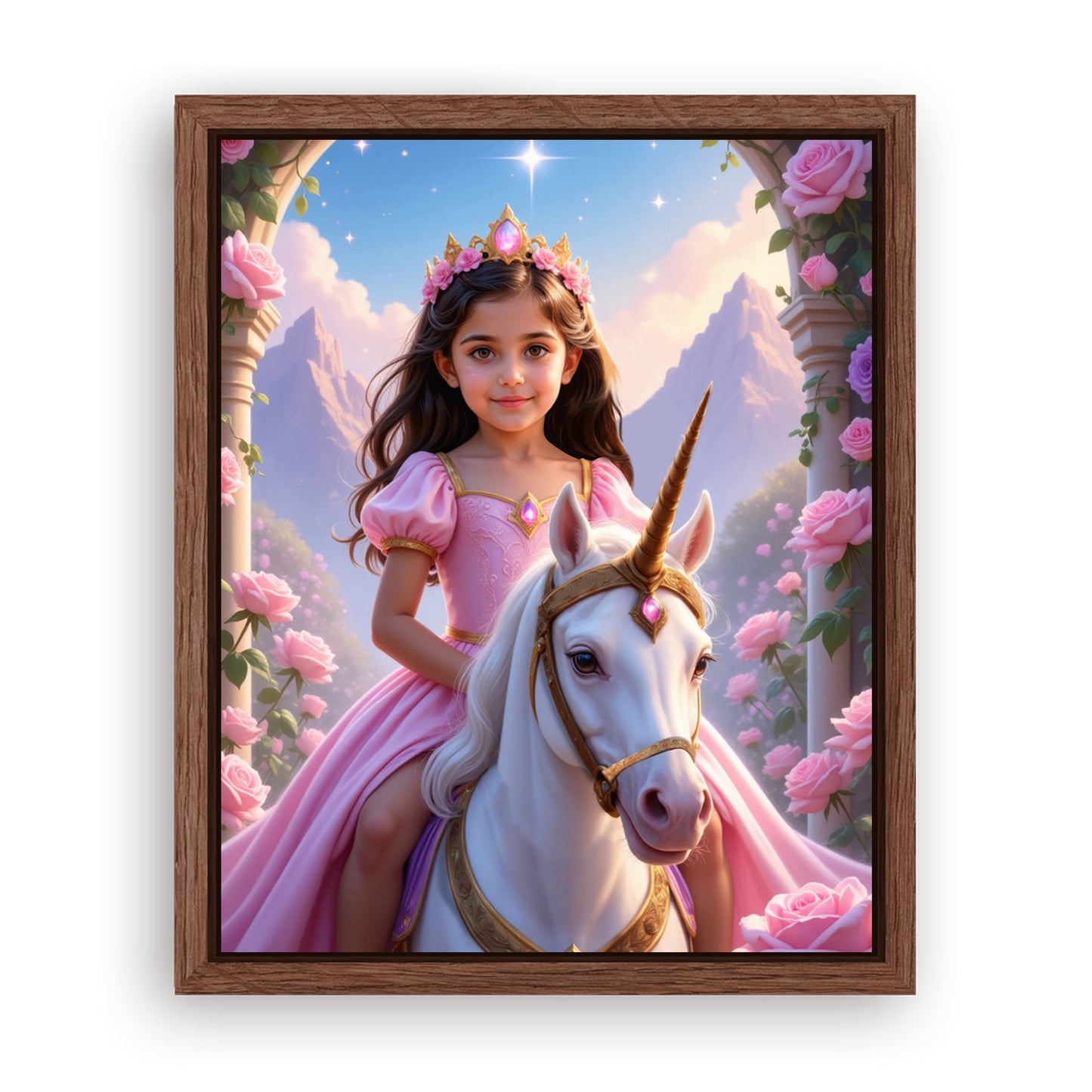 Save 33% When You Add A Frame To Your 16x20 'The Majestic Blossom Unicorn Princess' Canvas Now