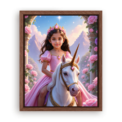 Save 33% When You Add A Frame To Your 16x20 'The Majestic Blossom Unicorn Princess' Canvas Now