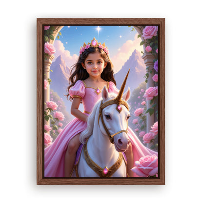 Save 33% When You Add A Frame To Your 12x16 'The Majestic Blossom Unicorn Princess' Canvas Now