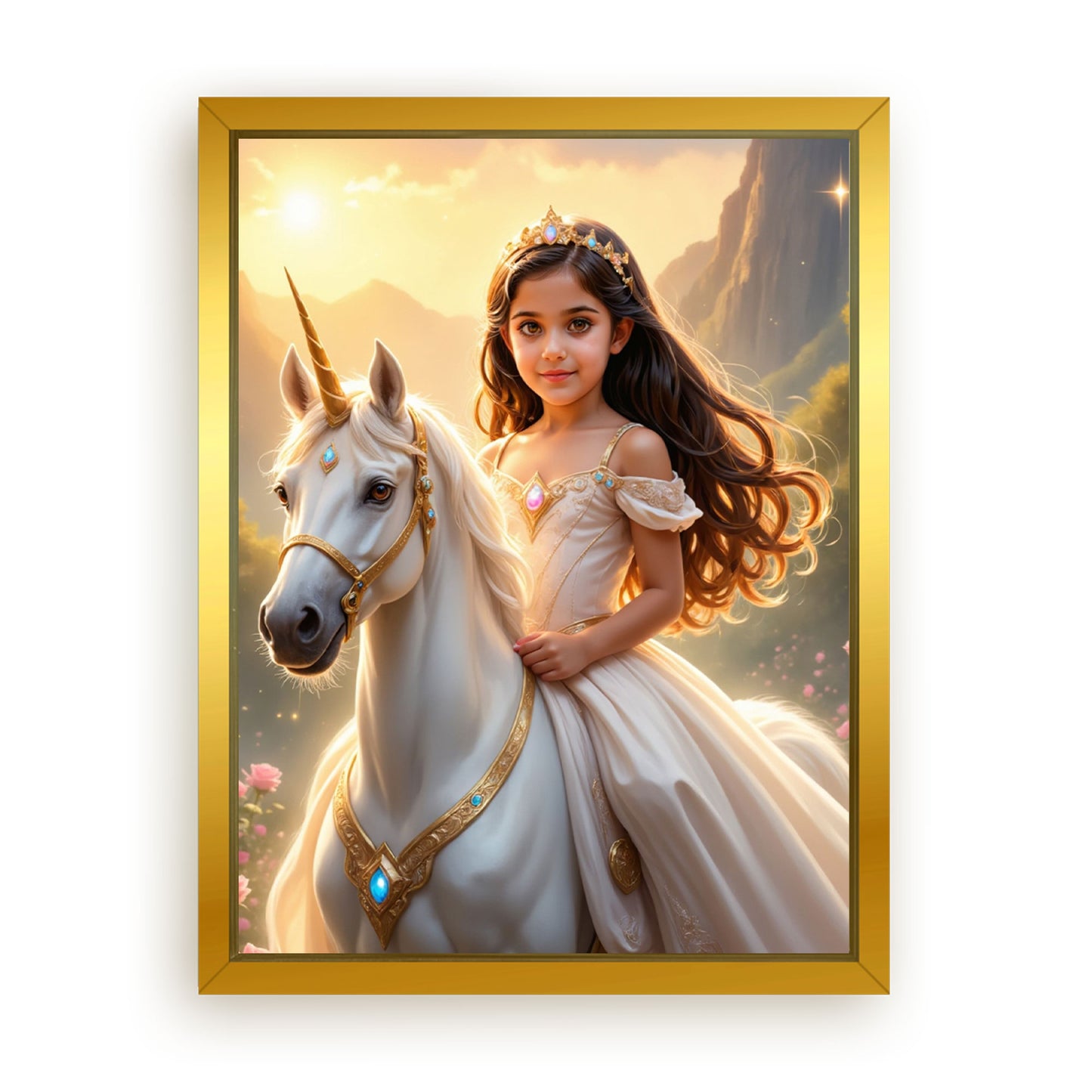 Save 40% When You Add A Frame To Your 12x16 'The Sunset Unicorn Princess' Canvas Now