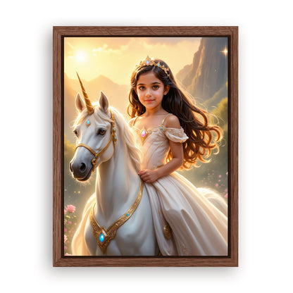 Save 40% When You Add A Frame To Your 12x16 'The Sunset Unicorn Princess' Canvas Now
