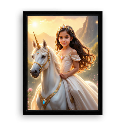 Save 33% When You Add A Frame To Your 18x24 'The Sunset Unicorn Princess' Canvas Now