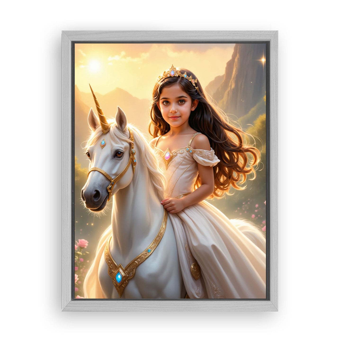 Save 33% When You Add A Frame To Your 18x24 'The Sunset Unicorn Princess' Canvas Now