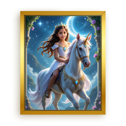 Save 33% When You Add A Frame To Your 10x08 'The Skyglow Unicorn Princess' Canvas Now